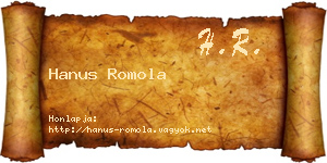 Hanus Romola névjegykártya
